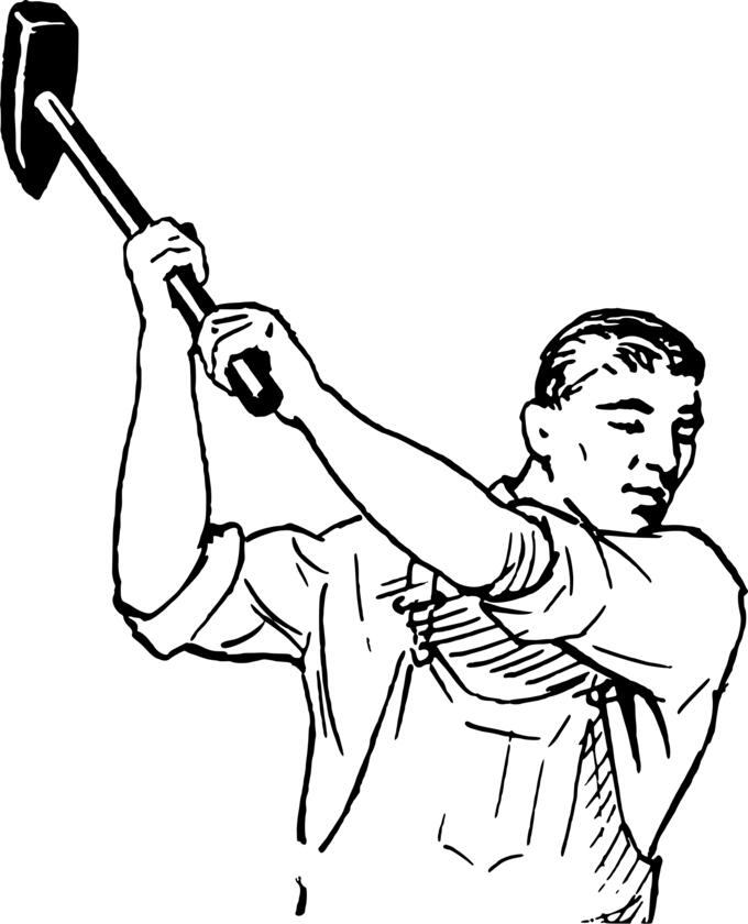 Man weilding a hammer