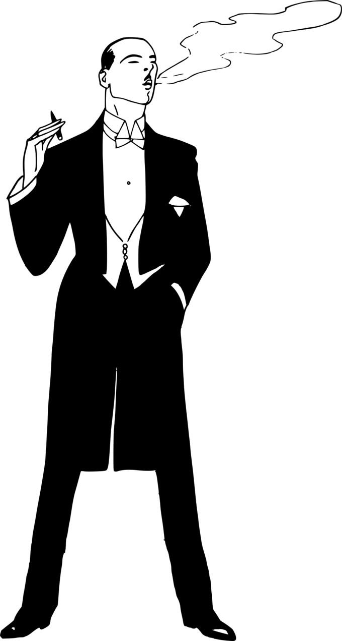 Smoking in a tuxedo