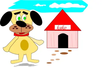 Cartoon dog and house
