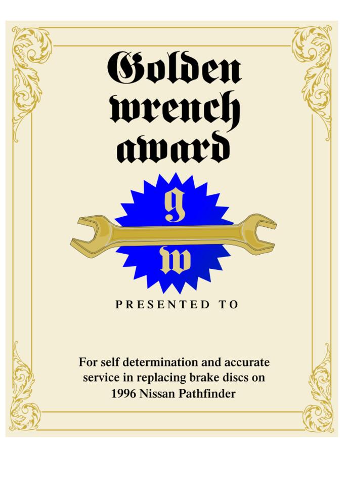 Golden Wrench award