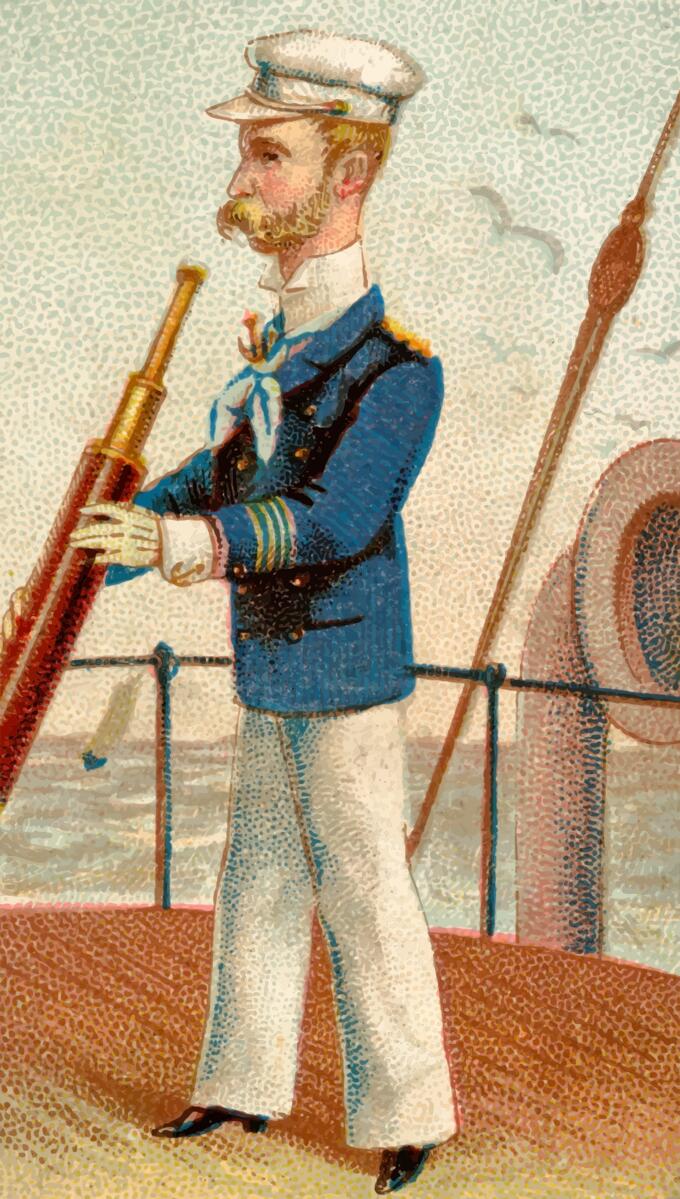 Captain with monocular pirate scope