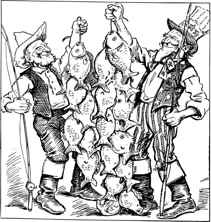 Uncle Sam and fisherman