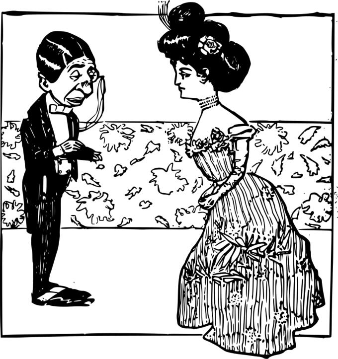 Big headed lady and man