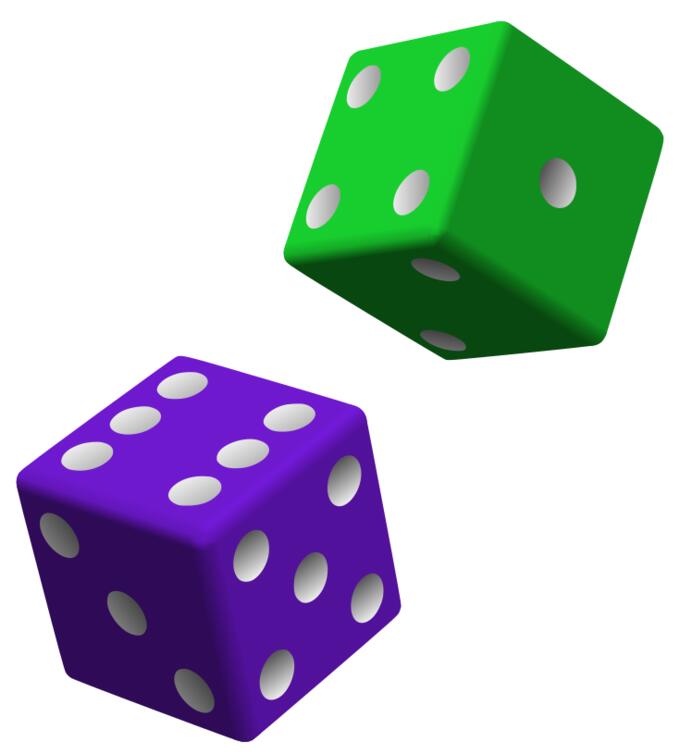 Green and purple dice