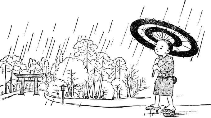 Japanese boy with umbrella