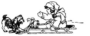 Dog and kid sledding