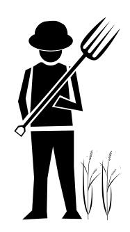 Farmer with gardening fork