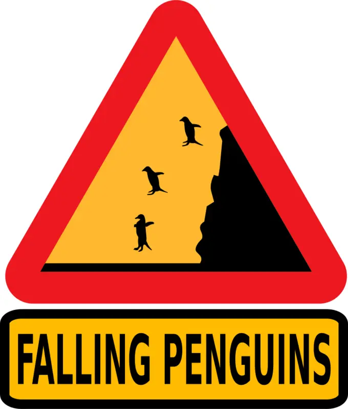 Falling penguins warning