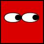 Red square with eyes