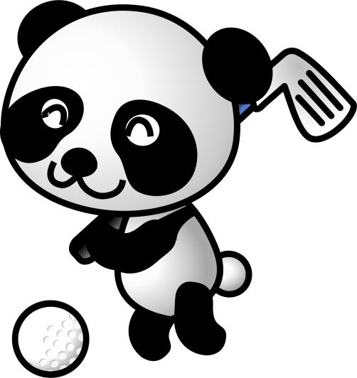 Panda playing glof
