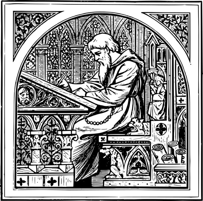 Writing priest