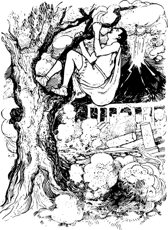 Man and volcano