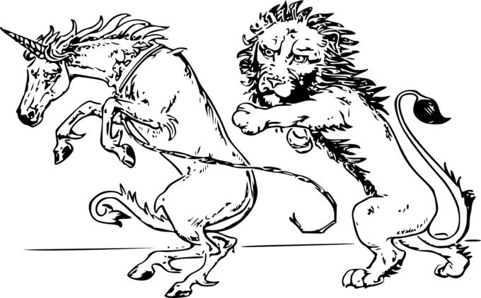 Unicorn and lion