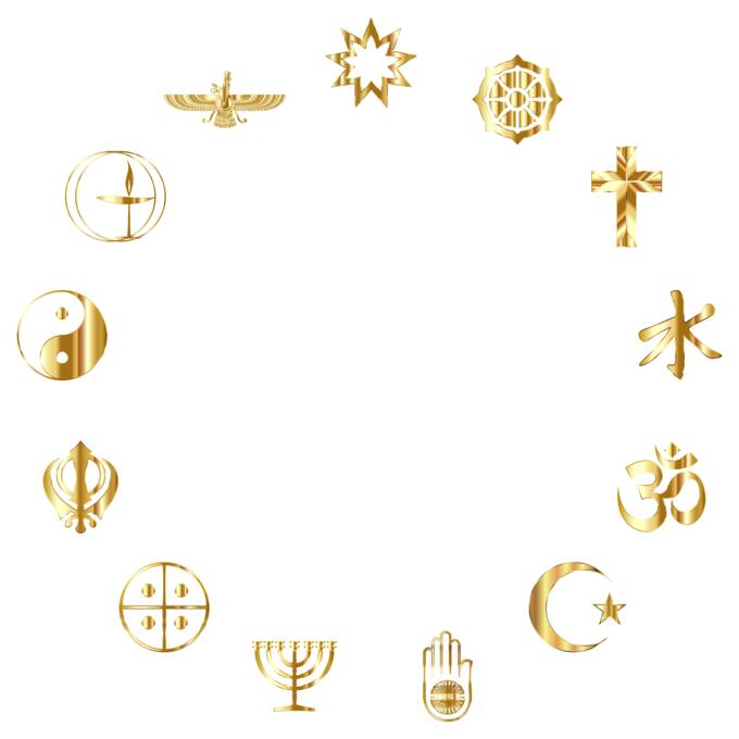 Golden religious symbols
