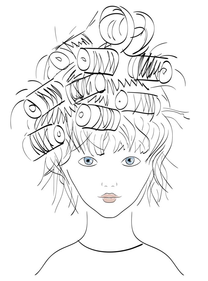 Lady with curlers
