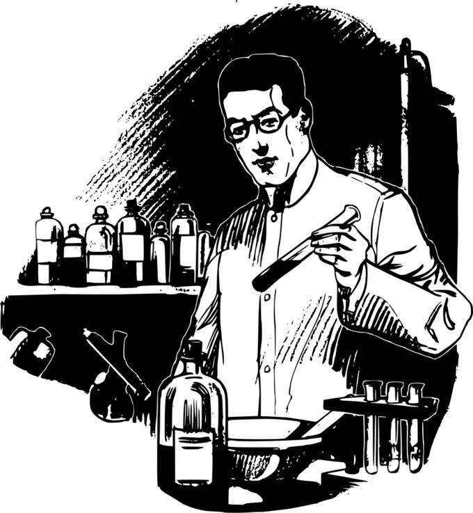 Scientist with beaker