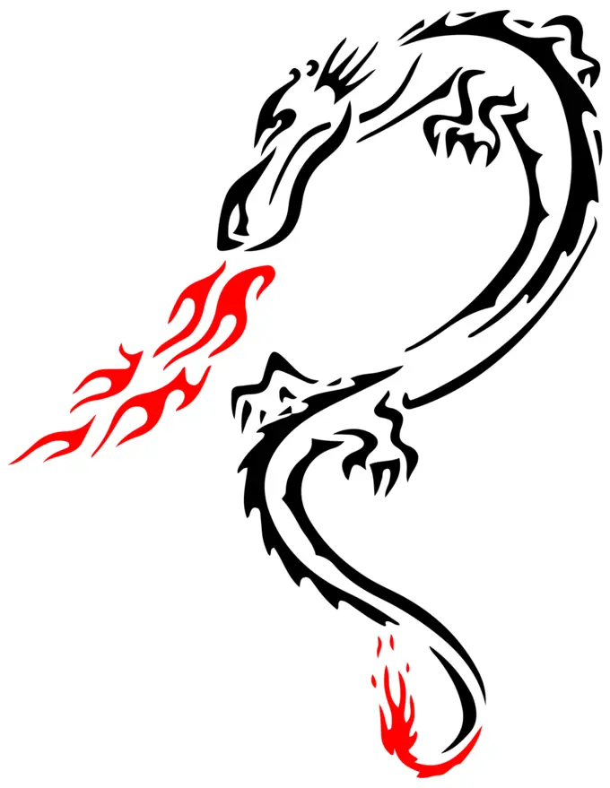 Tribal dragon with fire