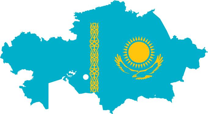 Kazakhstan flag and map
