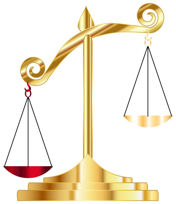 Golden disbalanced scale.
