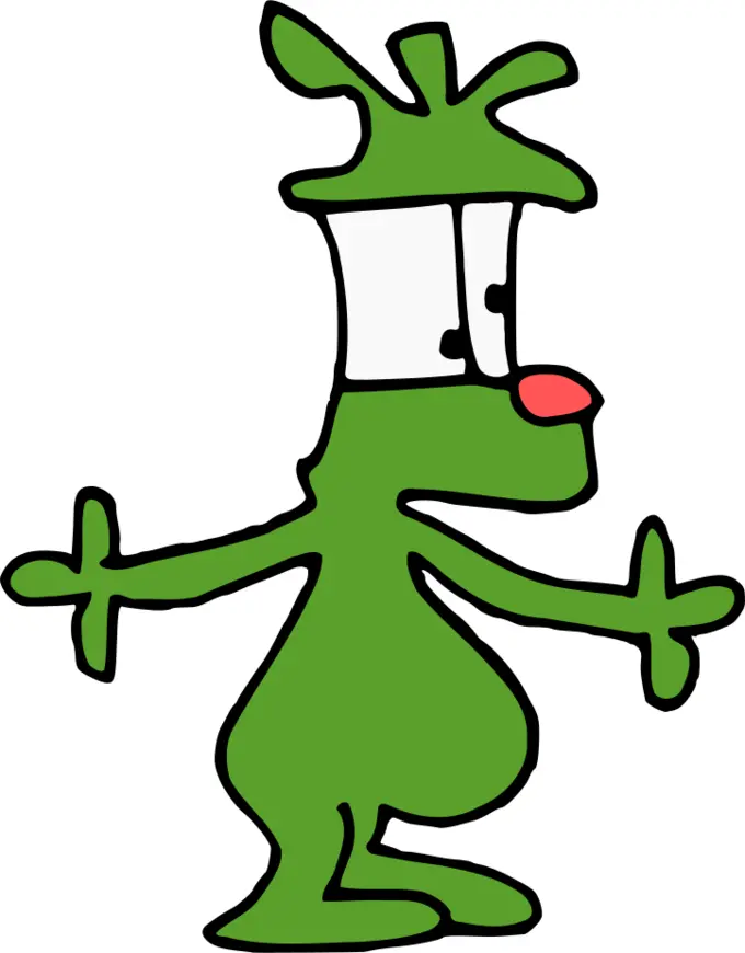 Green cartoon figure