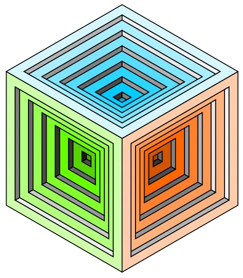 Engraved colorful cube