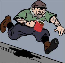 Running with mug