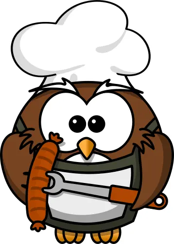 Owl with sausage