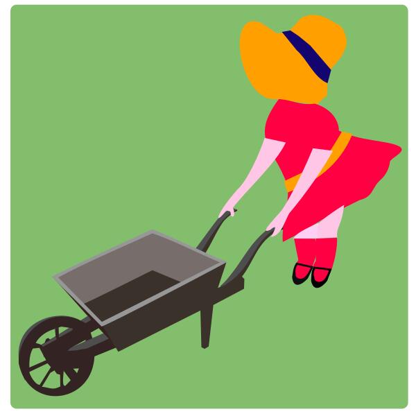 Wheelbarrow and a girl
