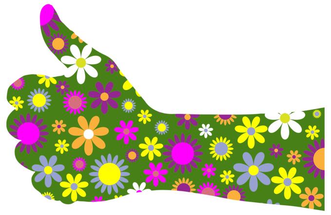 Retro floral thumbs up