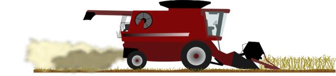 Combine harvester in red color