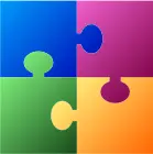 Jigsaw puzzle in different colors