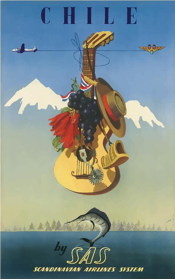 Vintage travel poster of Chile