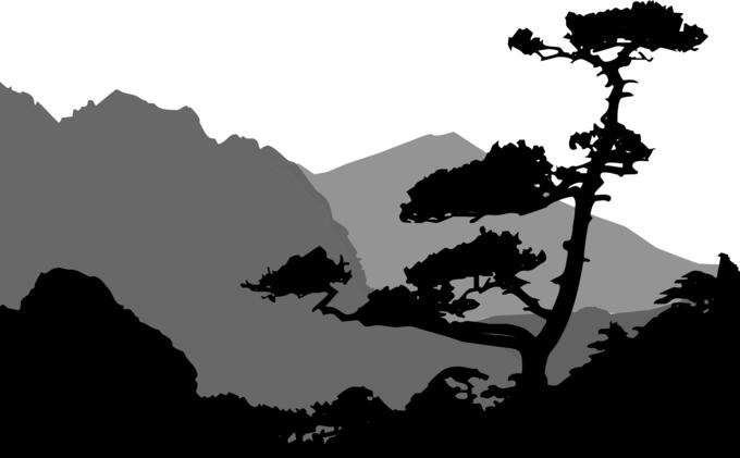 Silhouette of mountain landscape