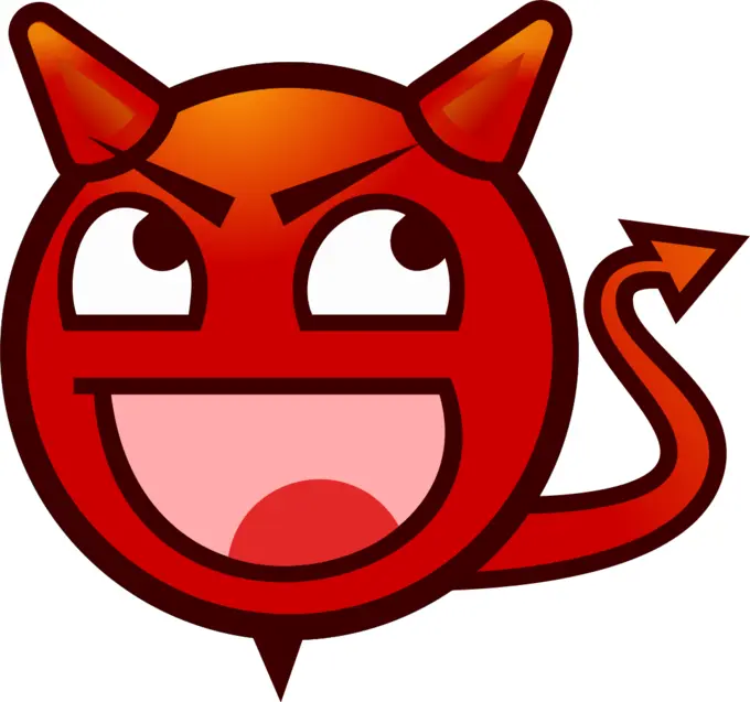 An emoticon of a devil