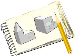A notepad with street sketch