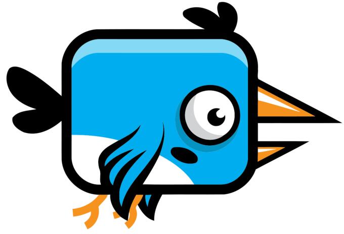 Cartoon image of flying blue bird