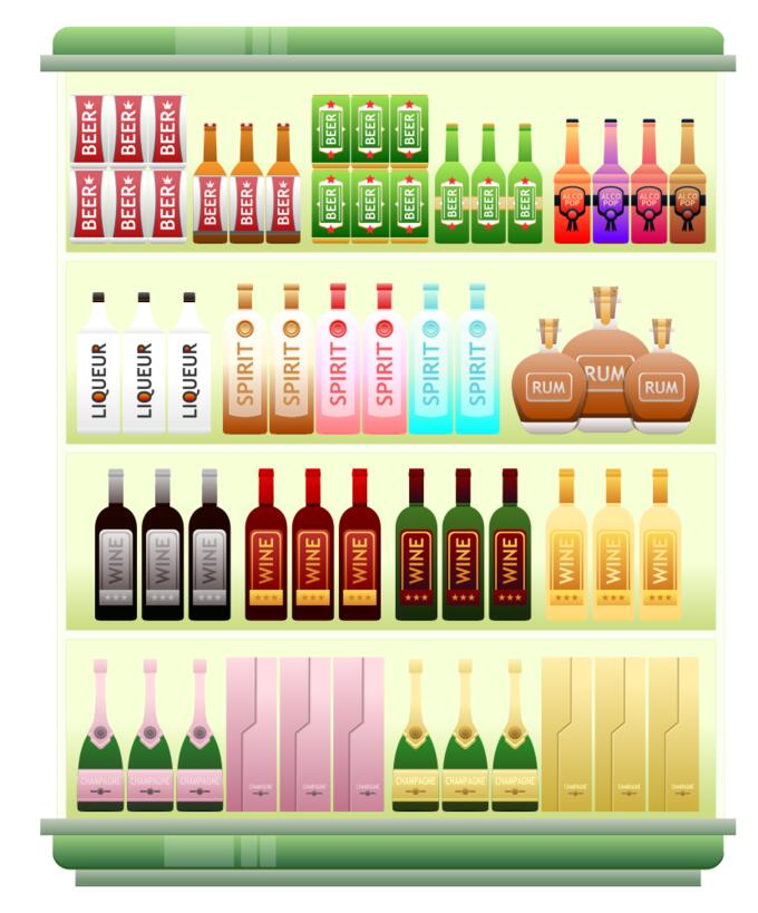 Supermarket liquor shelf