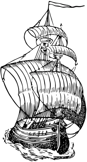 Ship with open sails