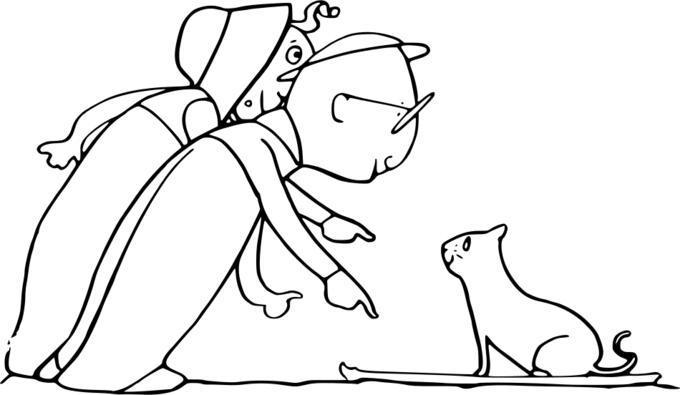 An old couple and a cat