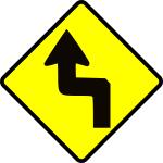 First left double bend traffic roadsign vector image