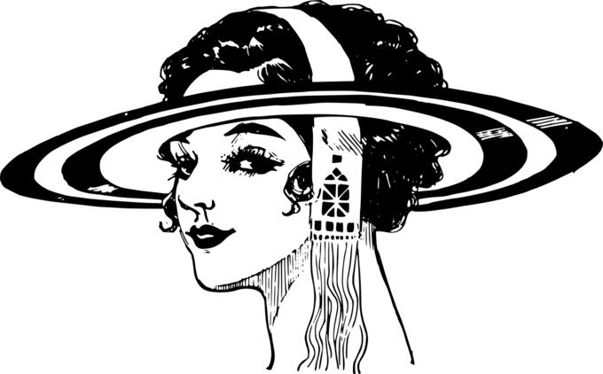 Pretty lady with large hat