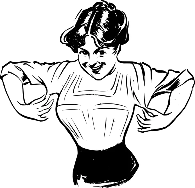 Lady pinching her shirt