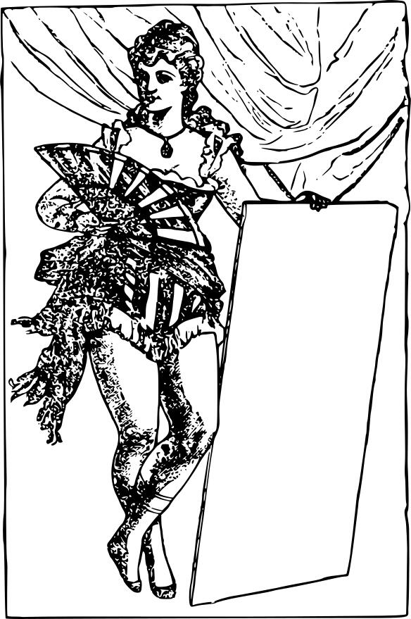 Vintage lady holding blank board