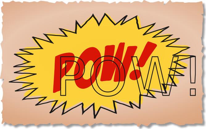 Vintage comic POW sound effect with overlay writing