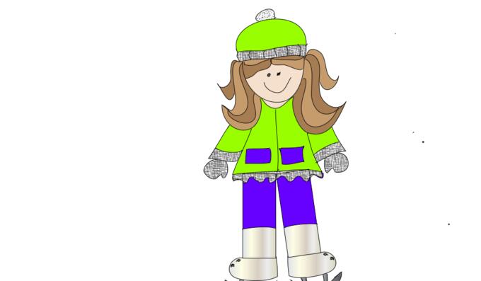 Cartoon vector image of a girl ice skating