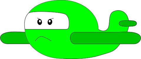 Cartoon angry-looking airplane.
