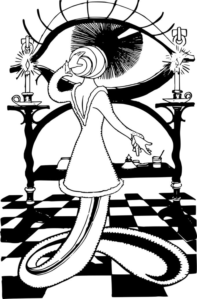 Lady in front of an eye