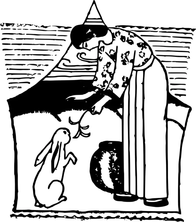 Lady feeding a rabbit