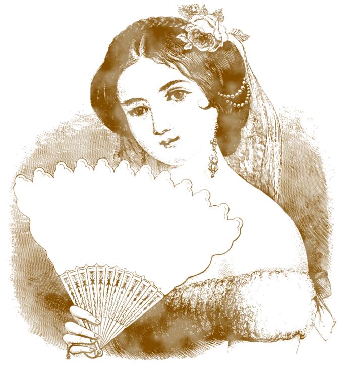 Vintage lady with a fan