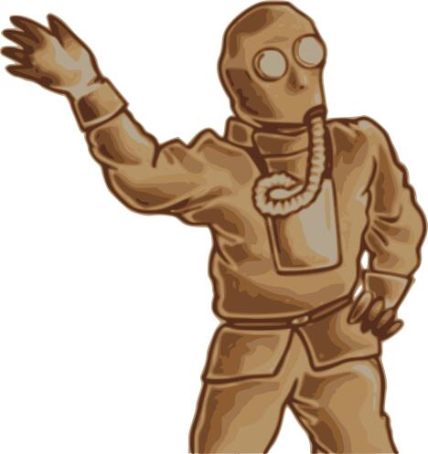 Man wearing gas mask